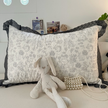 91家纺网 家纺一手货源 找家纺 （总）百寐 2025新款全棉韩版花边夹棉枕套50×80/48×74/40×60三层吸汗保护枕芯单人枕芯保护套