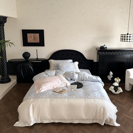 初拾 -100s澳棉绣花-邂逅 极光蓝