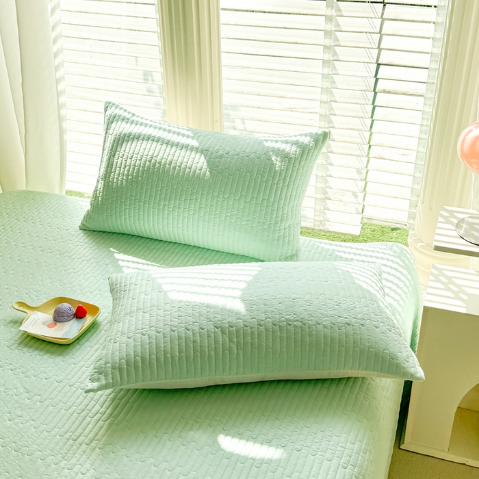 91家纺网 家纺一手货源 找家纺 花香四季2025全棉夹棉多功能床垫-床盖系列 嫩绿