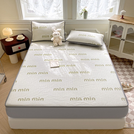 迪梦思家纺  2025新款针织棉提花防水床笠 minmin-豆绿