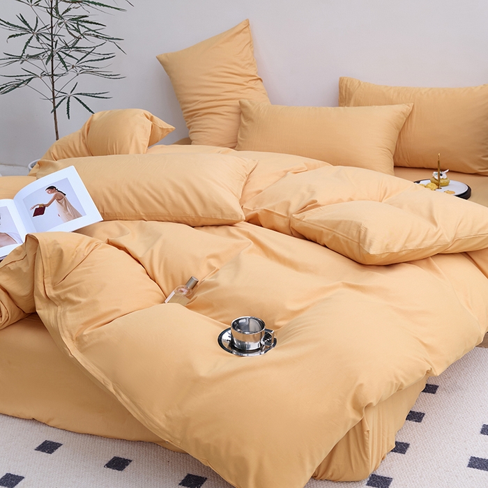 91家纺网 家纺一手货源 找家纺 期遇2025新款全棉13374纯色四件套 卡其