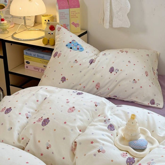 91家纺网 家纺一手货源 找家纺 澳萝拉2025春夏新款全棉纯棉双层纱毛巾绣四件套 魔法森林