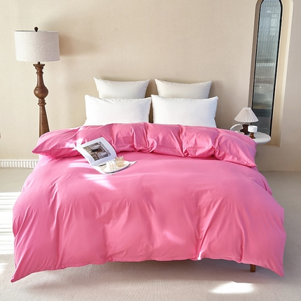 91家纺网 家纺一手货源 找家纺 期遇2025新款13374纯色全棉被套 海棠红