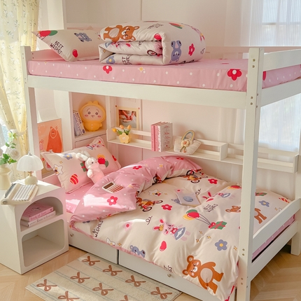 91家纺网 家纺一手货源 找家纺 （总）梦卓家纺2025新款芦荟棉活性印花宿舍床被套床单三件套 