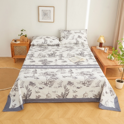 91家纺网 家纺一手货源 找家纺 慕梵家居 全棉老粗布床单系列 全棉老粗布-觅园灰