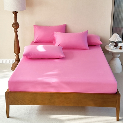 期遇2025新款13374纯色全棉床笠 海棠红