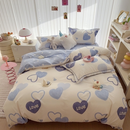 于果 2025新款全棉13370四件套 奶油爱心