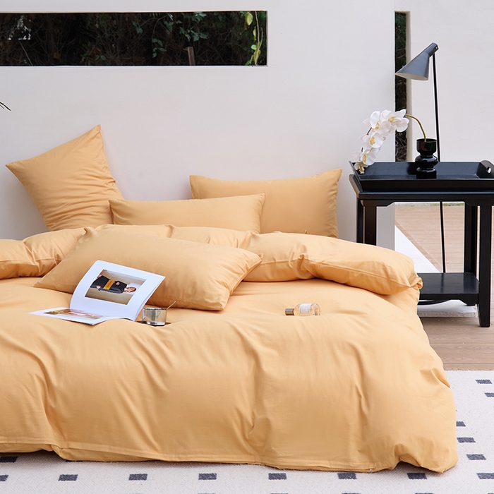 91家纺网 家纺一手货源 找家纺 期遇2025新款全棉13374纯色四件套 卡其