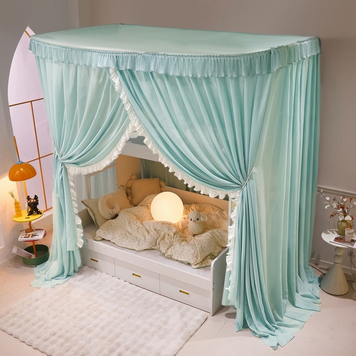 91家纺网 家纺一手货源 找家纺 夏彩 2025新款雪纺子母一体式伸缩蚊帐-88623 88623-浅水蓝