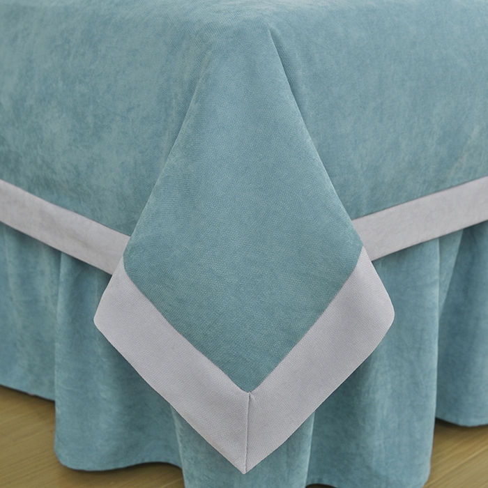 91家纺网 家纺一手货源 找家纺 不打烊家纺 2025新款贡棉美 容床罩印花款-花千城（支持logo定制）花千城绿色