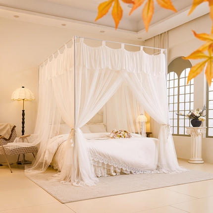 都市缘蚊帐 2025新款A200双层纱落地宫廷蚊帐烤漆支架 梦幻白