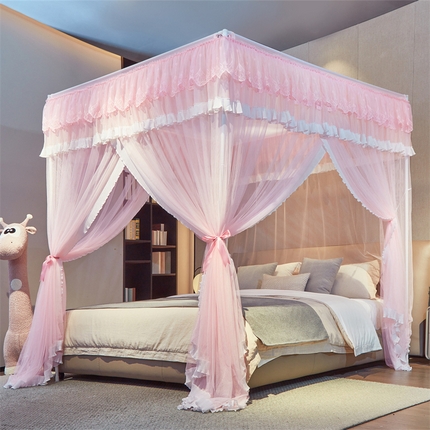 91家纺网 家纺一手货源 找家纺 （总）夏彩 2025新款雪纺绣花加柔加密外撑式25烤漆铁艺加粗支架宫廷蚊帐-88612