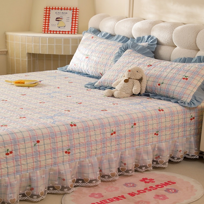 91家纺网 家纺一手货源 找家纺 美达家纺2025新款全棉夹棉榻榻米 樱桃乐园