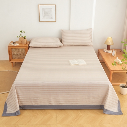 91家纺网 家纺一手货源 找家纺 慕梵家居 全棉老粗布床单系列 全棉老粗布-密条咖