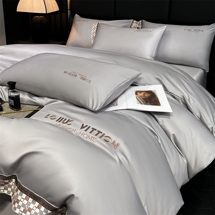 91家纺网 家纺一手货源 找家纺 瑞驰家纺 2025新款长绒棉绣花棋盘格系列四件套 棋盘格-高级灰