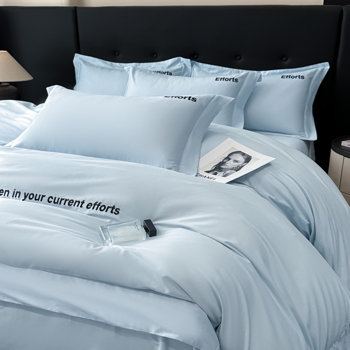 91家纺网 家纺一手货源 找家纺 新方向2025新款全棉长绒棉刺绣四件套-前程似锦 前程似锦-蓝