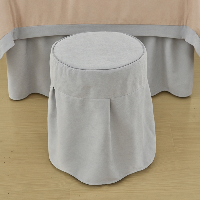 91家纺网 家纺一手货源 找家纺 不打烊家纺 2025新款贡棉美 容床罩印花款-花千城（支持logo定制）  花千城卡其色拼灰色