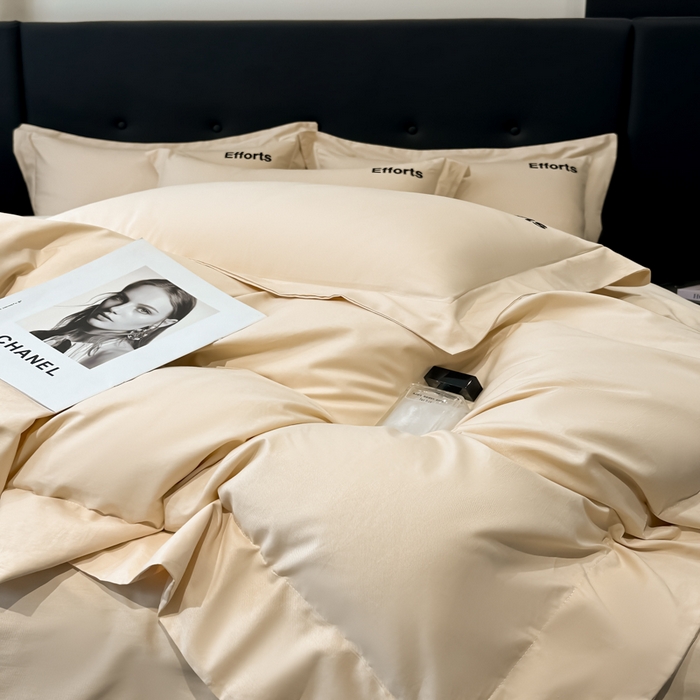 91家纺网 家纺一手货源 找家纺 新方向2025新款全棉长绒棉刺绣四件套-前程似锦 前程似锦-香槟