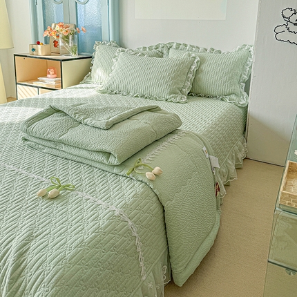 91家纺网 家纺一手货源 找家纺 （总）源舜家纺 2025新款郁金蝶香皱皱纱床盖夏被四件套