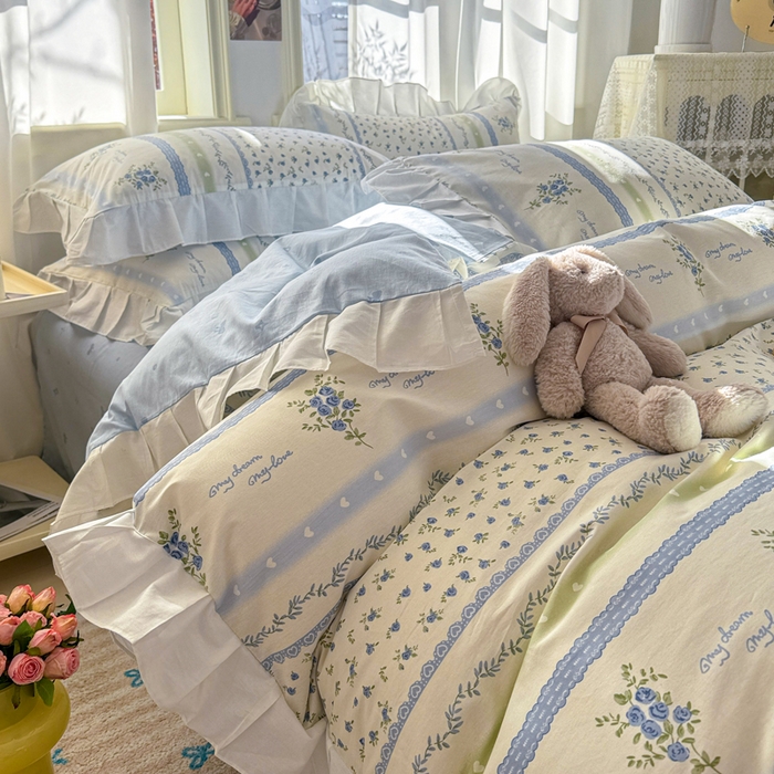 91家纺网 家纺一手货源 找家纺 2025沐辰家居-新款全棉13070全棉花边款套件 花边款-兰亭序