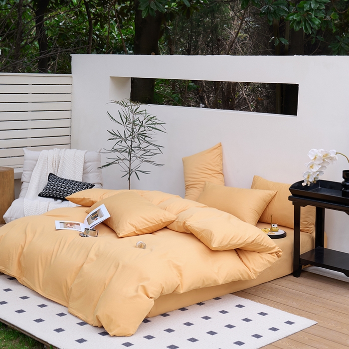 91家纺网 家纺一手货源 找家纺 期遇2025新款全棉13374纯色四件套 卡其