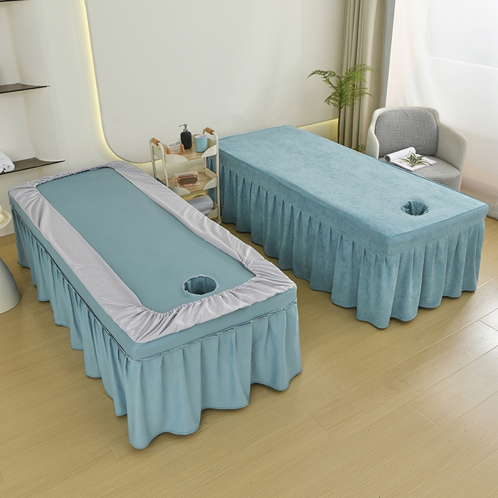 91家纺网 家纺一手货源 找家纺 不打烊家纺 2025新款贡棉美 容床罩印花款-花千城（支持logo定制）花千城绿色