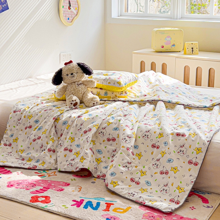 91家纺网 家纺一手货源 找家纺 十九色 2025新款全棉13372ins儿童夏被 小星星