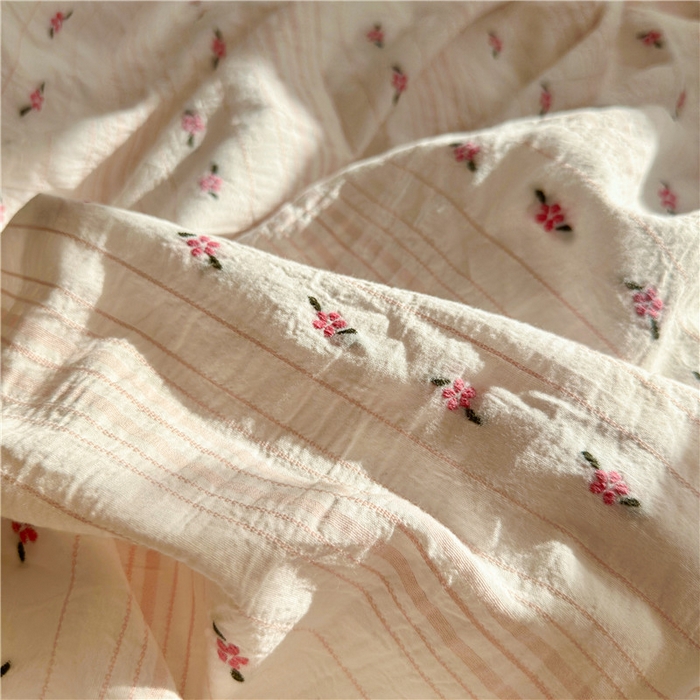 91家纺网 家纺一手货源 找家纺 琪格格纺织 2025新款美式田园色织提花系列四件套 新小花园-粉