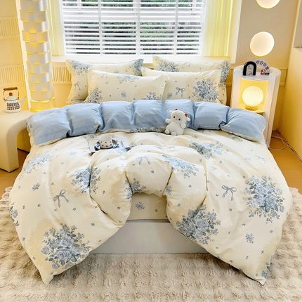91家纺网 家纺一手货源 找家纺 （总1）安逸家纺 12868 新款全棉床笠四件套床罩学生纯棉床笠款三件套