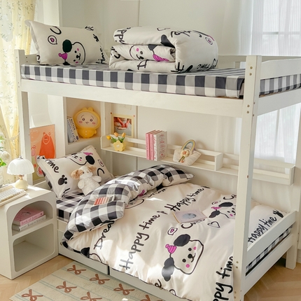 91家纺网 家纺一手货源 找家纺 （总）梦卓家纺2025新款芦荟棉活性印花宿舍床被套床单三件套 