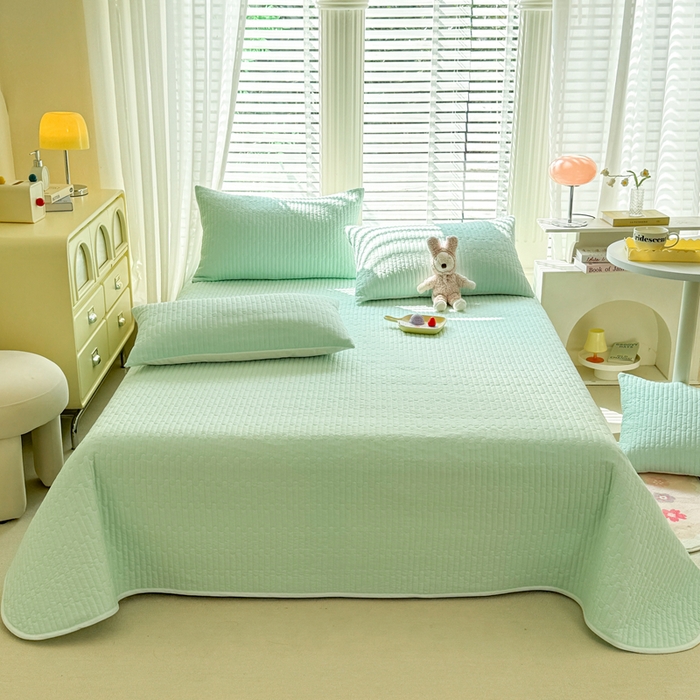 91家纺网 家纺一手货源 找家纺 花香四季2025全棉夹棉多功能床垫-床盖系列 嫩绿