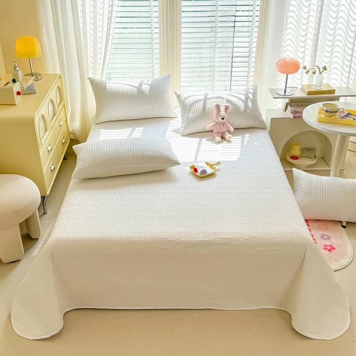 91家纺网 家纺一手货源 找家纺 花香四季2025全棉夹棉多功能床垫-床盖系列 奶白