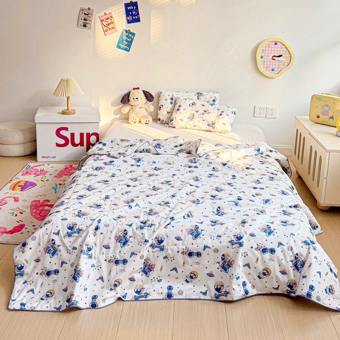 91家纺网 家纺一手货源 找家纺 十九色 2025新款全棉13372ins儿童夏被 星际旅行