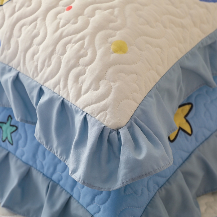 91家纺网 家纺一手货源 找家纺 美达家纺2025新款全棉蕾丝边单床盖 太空卫士