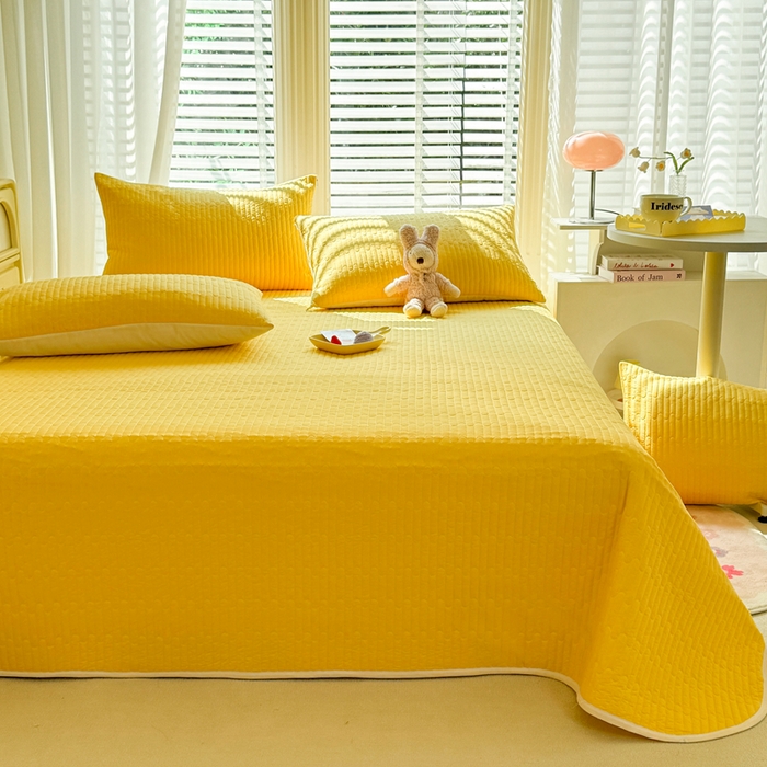 91家纺网 家纺一手货源 找家纺 花香四季2025全棉夹棉多功能床垫-床盖系列 奶黄