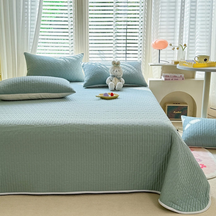 91家纺网 家纺一手货源 找家纺 花香四季2025全棉夹棉多功能床垫-床盖系列 豆绿