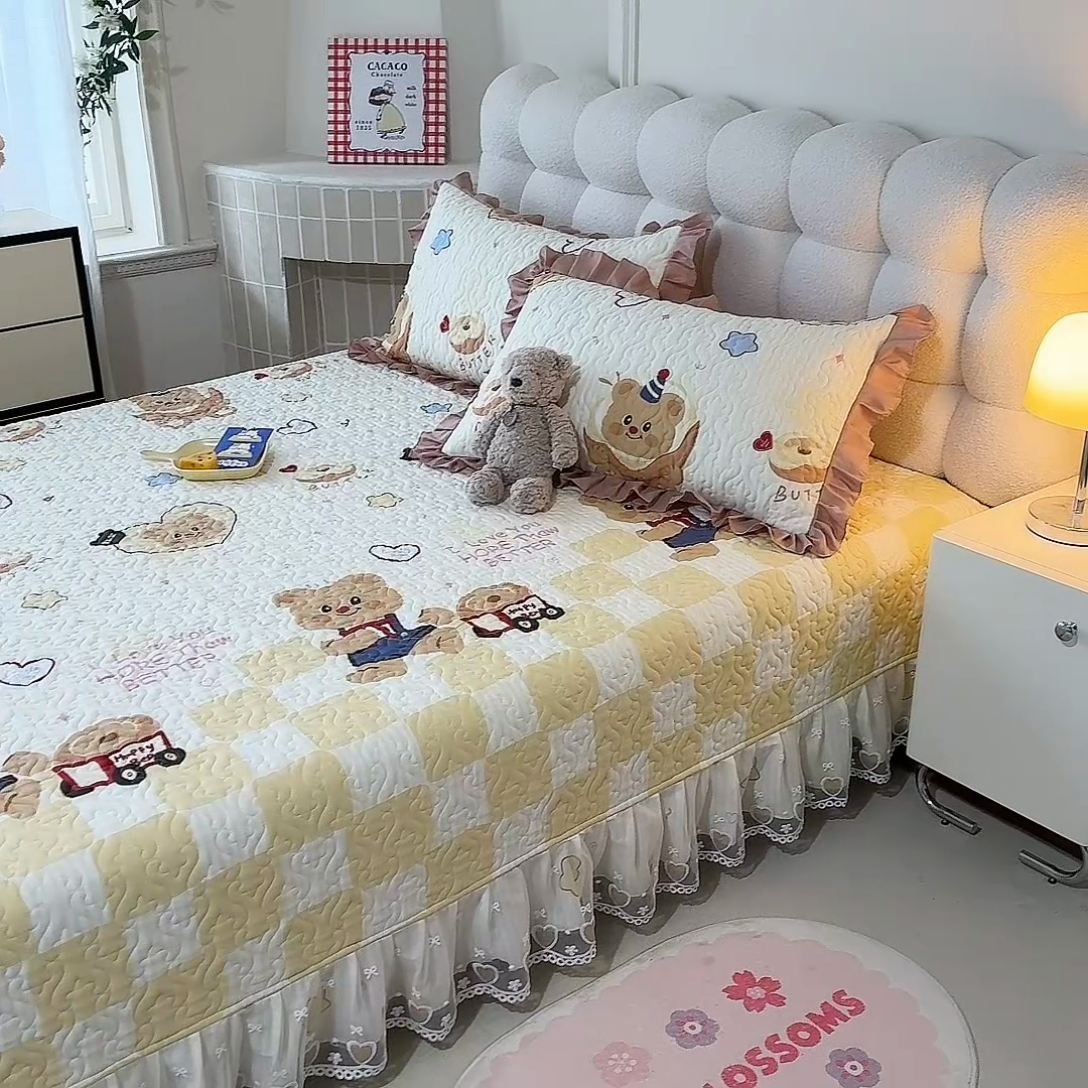 91家纺网 家纺一手货源 找家纺 美达家纺2025新款全棉夹棉榻榻米 黄油小熊