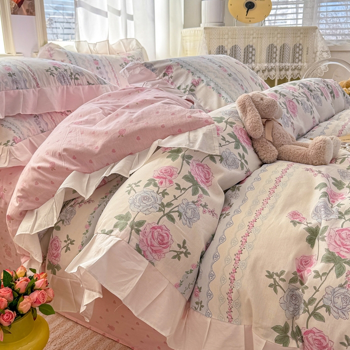 91家纺网 家纺一手货源 找家纺 2025沐辰家居-新款全棉13070全棉花边款套件 花边款-繁花