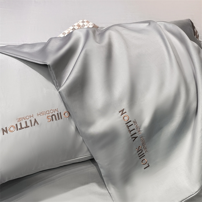 91家纺网 家纺一手货源 找家纺 瑞驰家纺 2025新款长绒棉绣花棋盘格系列四件套 棋盘格-高级灰