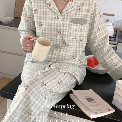 91家纺网 家纺一手货源 找家纺 纽约生活 2025新款有氧双层纱 绿格樱桃