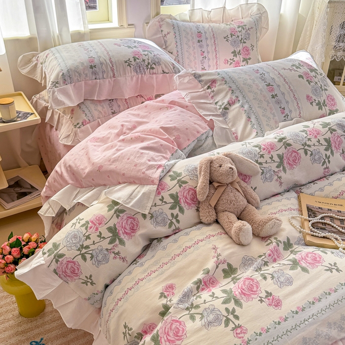 91家纺网 家纺一手货源 找家纺 2025沐辰家居-新款全棉13070全棉花边款套件 花边款-繁花