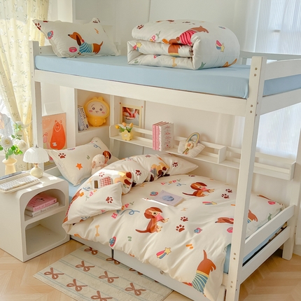 91家纺网 家纺一手货源 找家纺 （总）梦卓家纺2025新款芦荟棉活性印花宿舍床被套床单三件套 