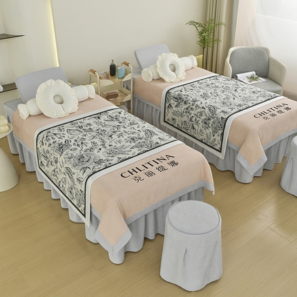 91家纺网 家纺一手货源 找家纺 （总）不打烊家纺 2025新款贡棉美 容床罩印花款-花千城（支持logo定制）