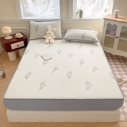 迪梦思家纺  2025新款针织棉提花防水床笠 郁金香-星灰