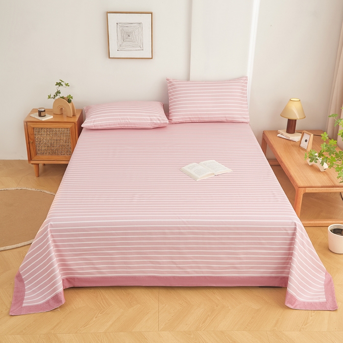 91家纺网 家纺一手货源 找家纺 慕梵家居 全棉老粗布床单系列 全棉老粗布-宽条粉