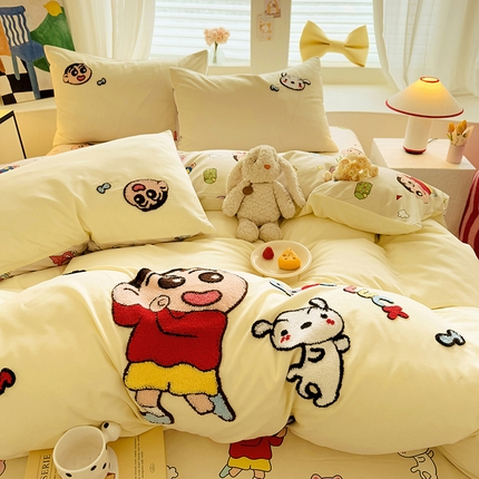 优贝 2025爆款水洗棉云朵棉毛巾绣四件套（提供买家绣） 蜡笔小新