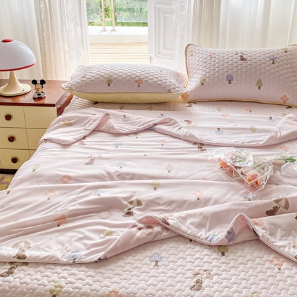 91家纺网 家纺一手货源 找家纺 （总）邵依家纺 2025新款A类凉感丝夏凉被印花夏被四件套空调被