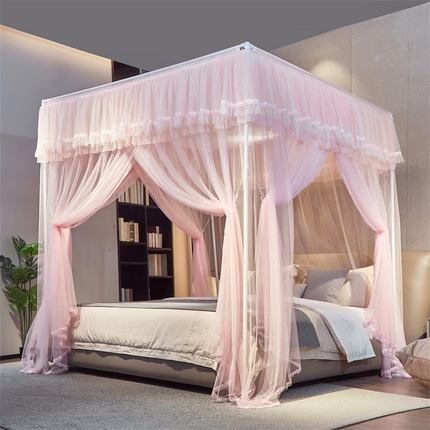 91家纺网 家纺一手货源 找家纺 （总）夏彩 2025新款蕾丝加柔加密外撑式25烤漆铁艺加粗支架宫廷蚊帐-88613