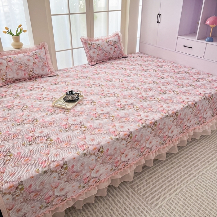 91家纺网 家纺一手货源 找家纺 手艺人家纺 2025新款精美蕾丝花边款夹棉绗缝炕盖榻榻米炕垫防滑炕垫炕盖榻榻米炕垫榻榻米垫床盖榻榻米炕盖炕垫KH01-KH27 KH01