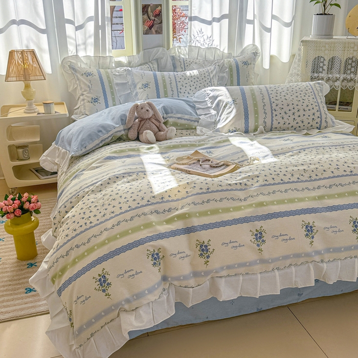 91家纺网 家纺一手货源 找家纺 2025沐辰家居-新款全棉13070全棉花边款套件 花边款-兰亭序